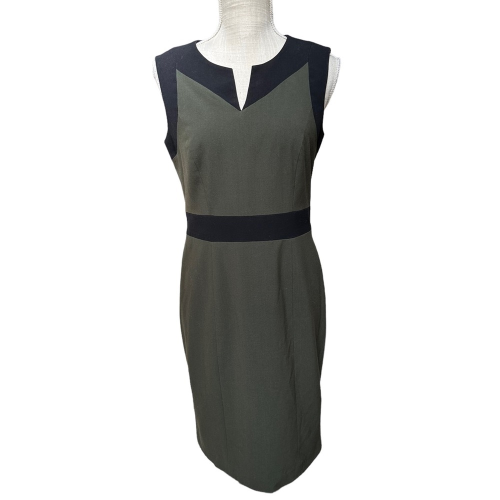 Nine West Two Tone Midi Dress Career Wear Size: 4